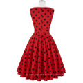 Belle Poque Stock mangas 37 patrones de algodón Big Black Dot vestido rojo vintage BP000002-35